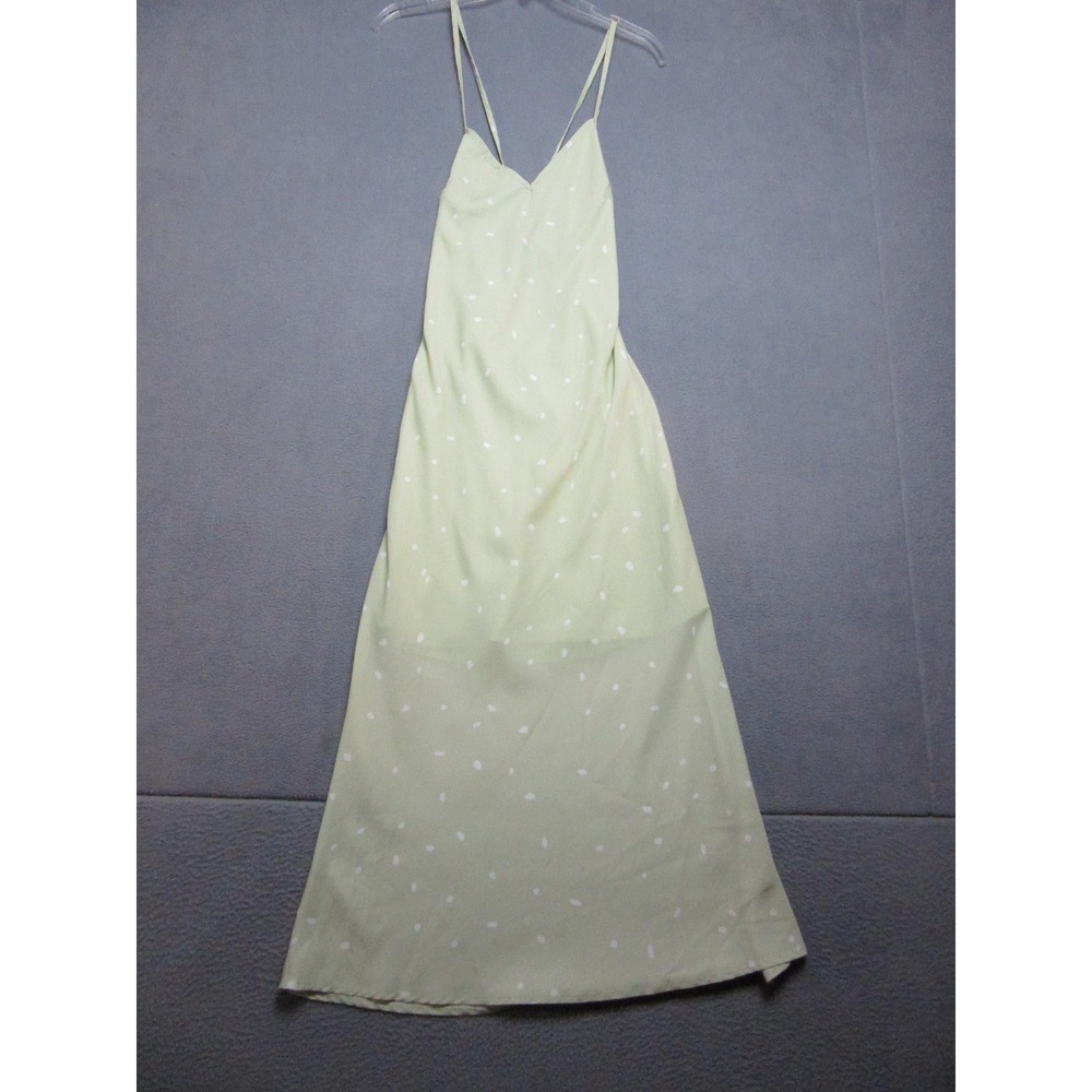 Princess Polly Dress Womens US 4 Green Polka Dot Spaghetti Strap Open Back Tie
